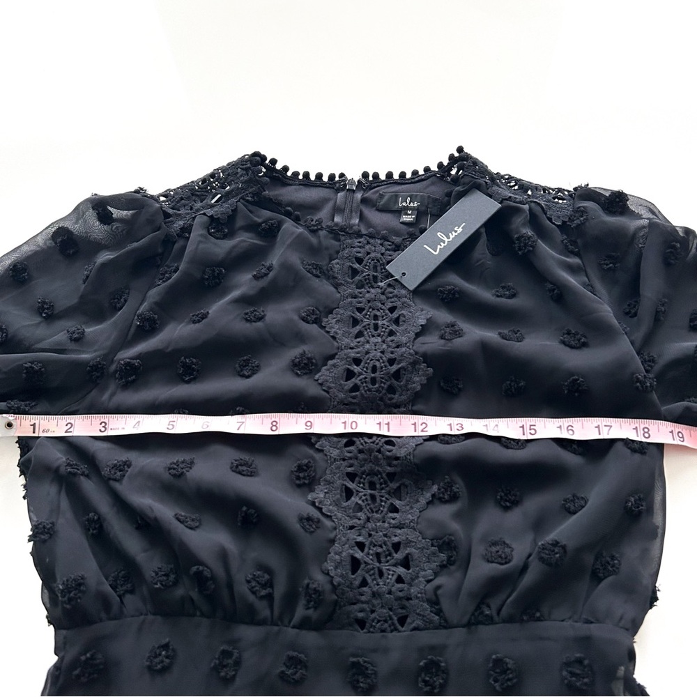 Lulus Black Lace Embroidered Long Sleeve Mini Dress NWT Size M - Picture 8 of 15
